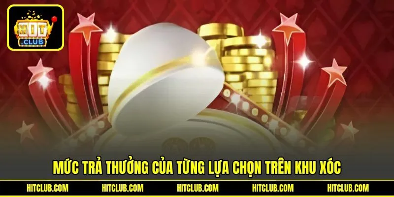 Mức trả thưởng của từng lựa chọn trên khu xóc Mức trả thưởng của từng lựa chọn trên khu xóc