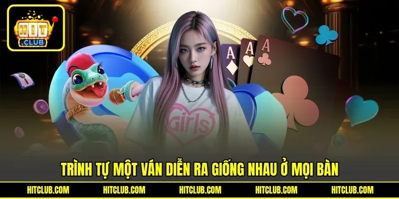 Trình tự một ván diễn ra giống nhau ở mọi bàn Trình tự một ván diễn ra giống nhau ở mọi bàn